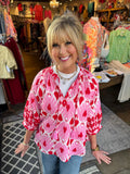 Ivy Jane Red Ikat Your Heart Top