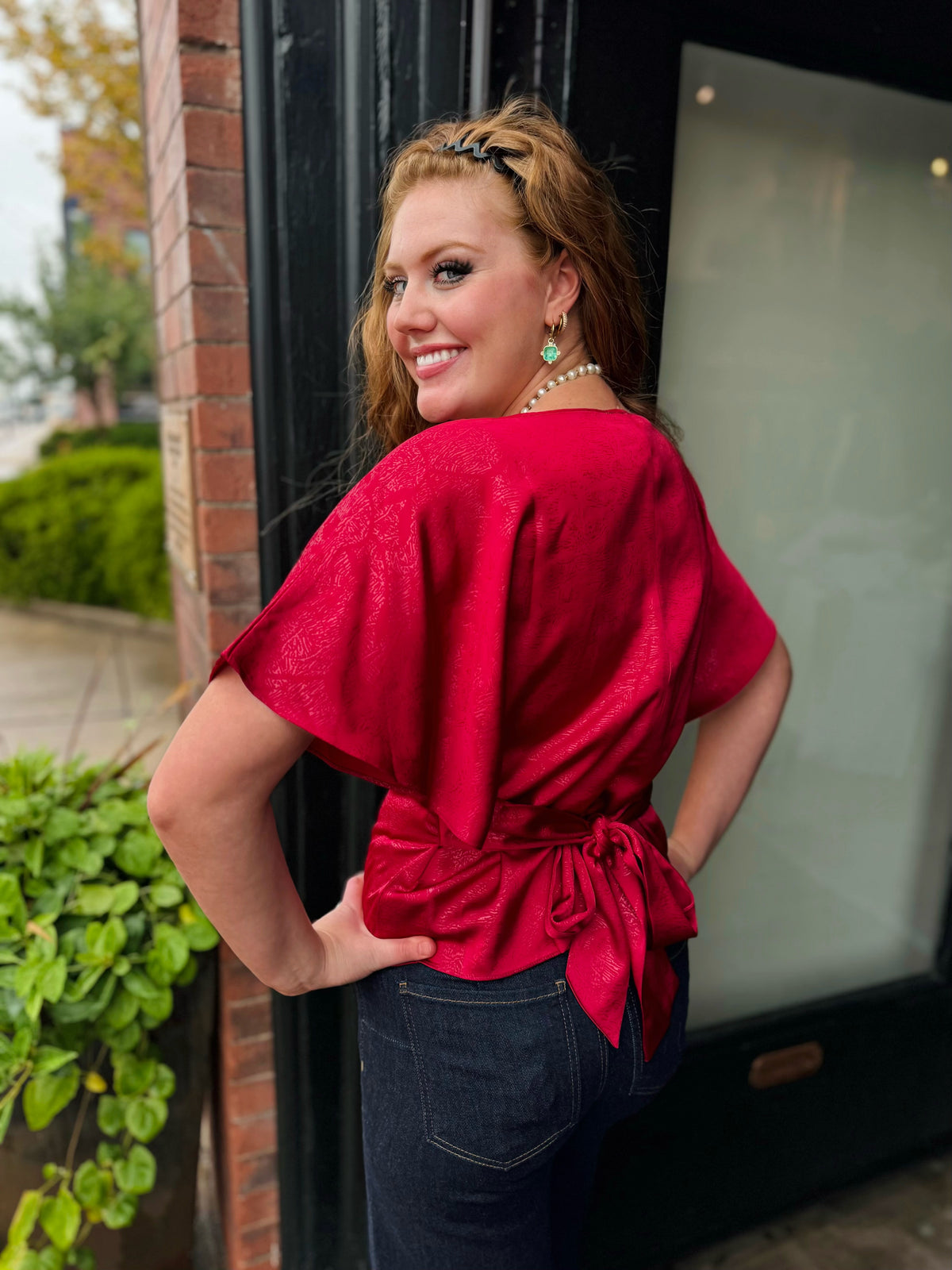 JOY JOY WINE BACK WRAP TOP