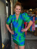 JADE 78E5130 GREEN FLORAL BROCADE DRESS