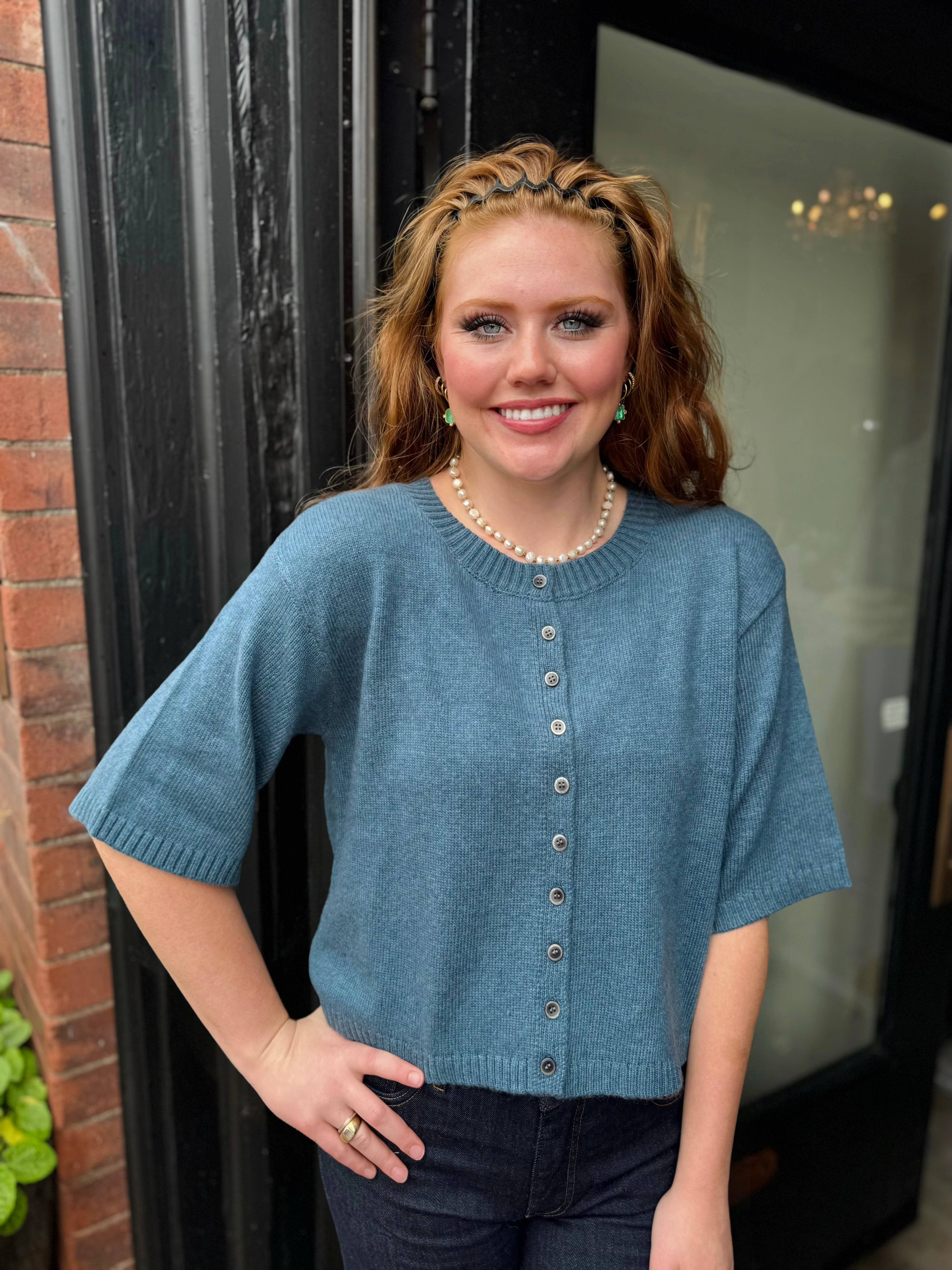 IVY JANE BLUE CARDIGAN SWEATER