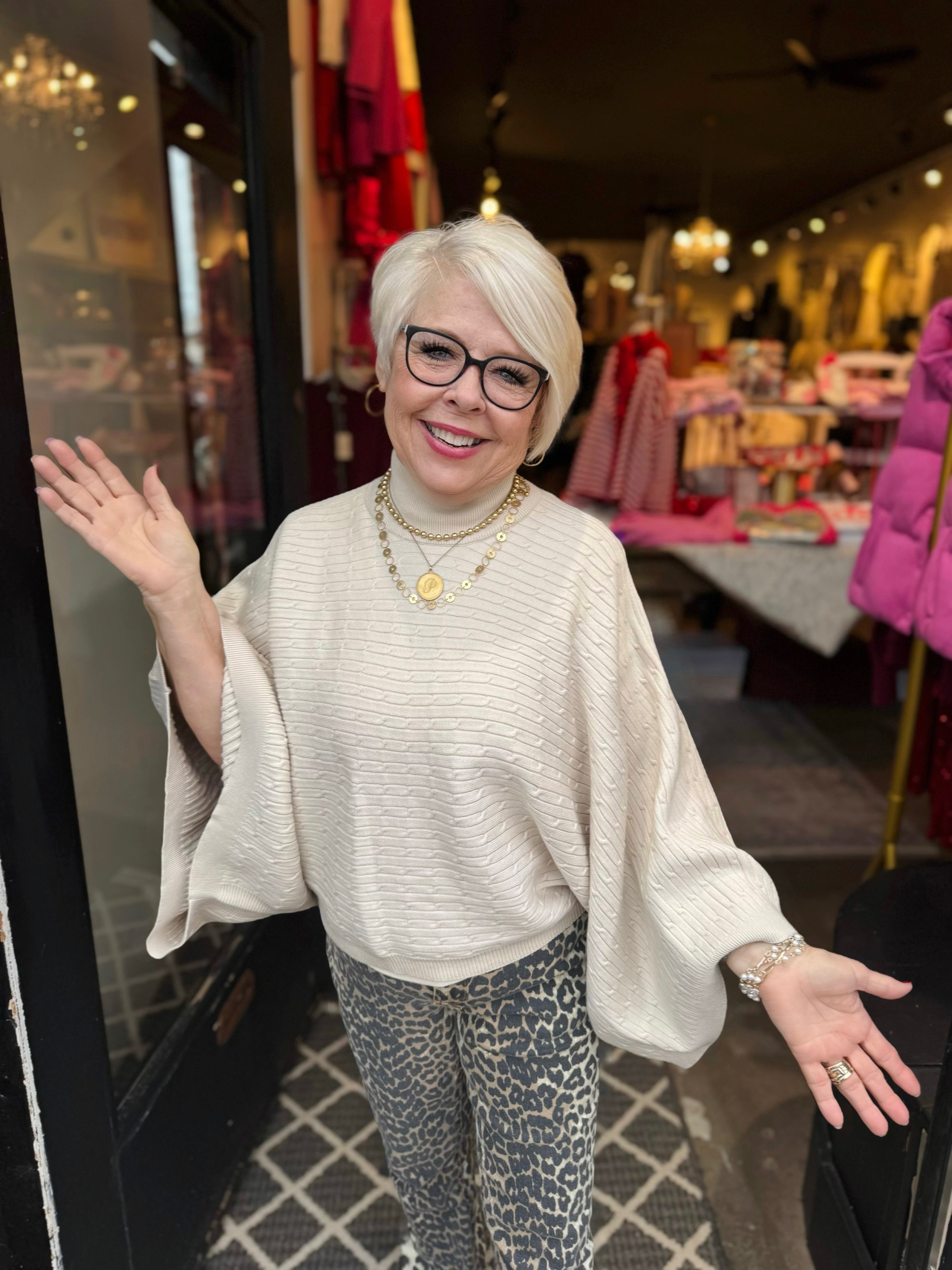 Apricot Stone Cable Sweater