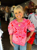 JADE 78E6574-3 PINK PETAL LACE TOP