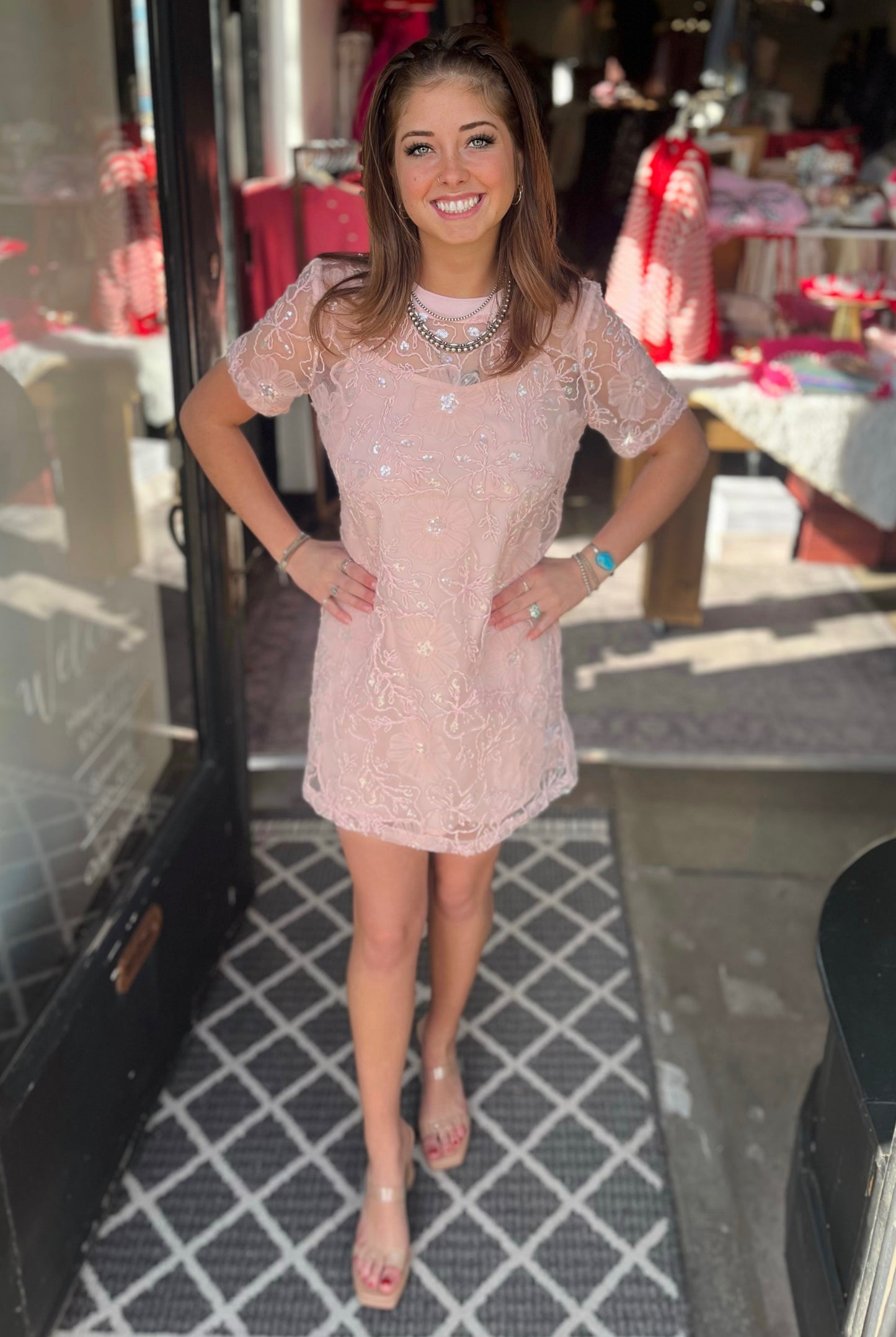 Endless Rose Pink Sequin Embroidered Dress