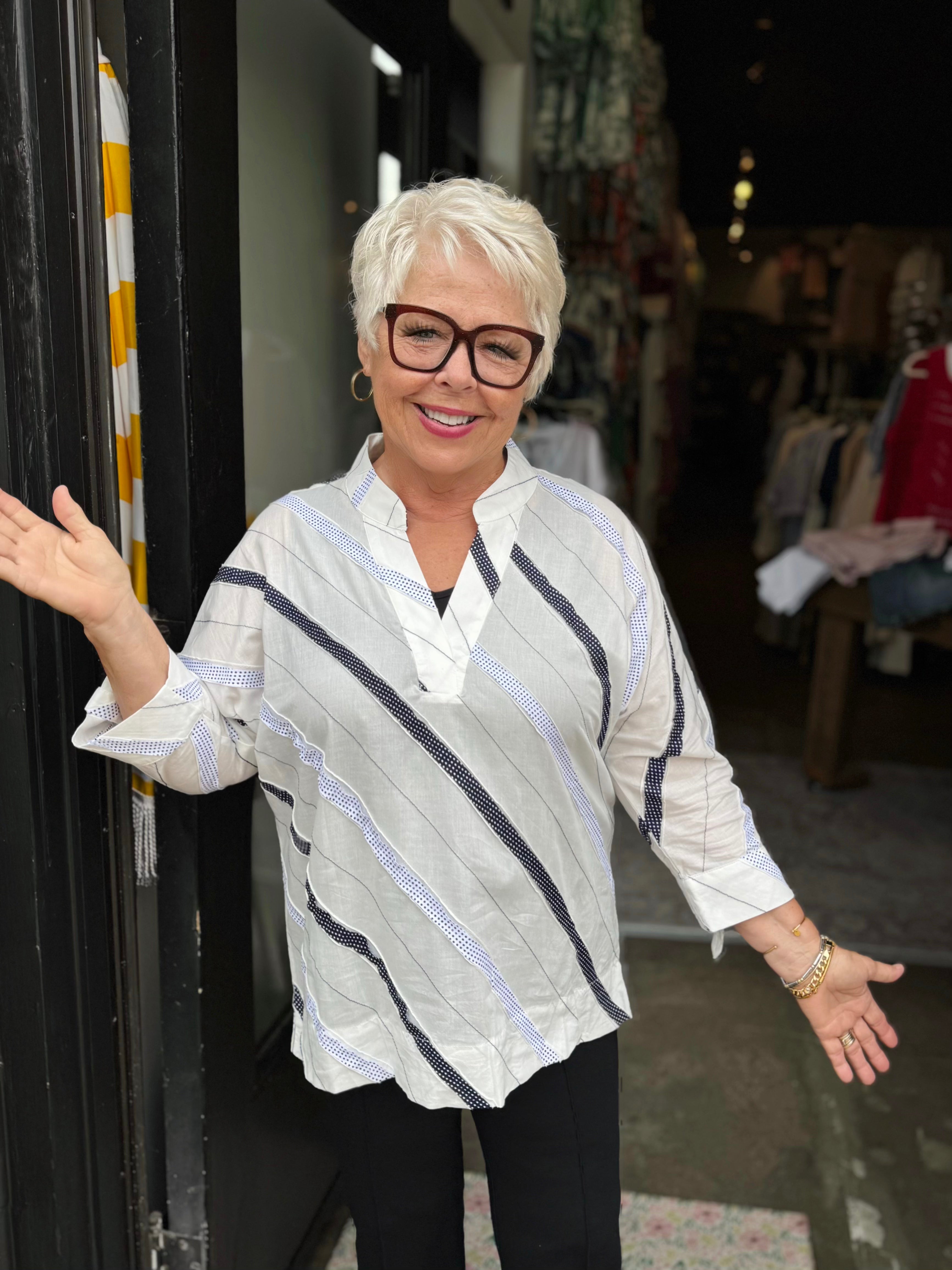 Lior B/W Frida Ribbon Detail Blouse