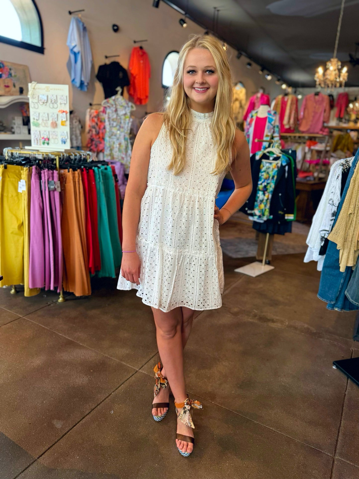 Mud Pie White Biles Eyelet Dress