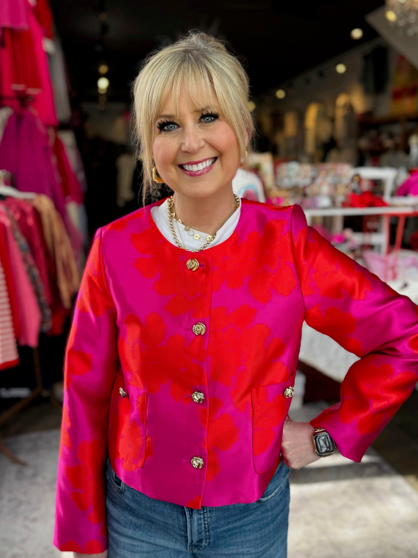 Jade Hibiscus Brocade Jacket