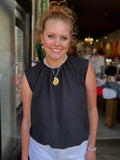 KLD KD45533-BLK BUBBLE HEMMED TOP