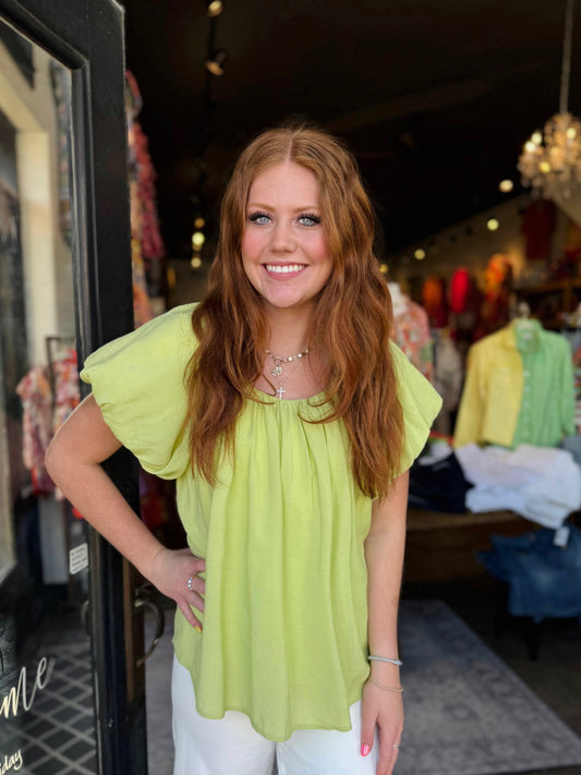 Ivy Jane Lime Peasant Popover Top