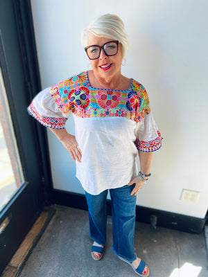 Ivy Jane White Confetti of Colors Top