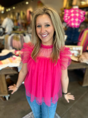Fiona Fuchsia Layered Tulle Top