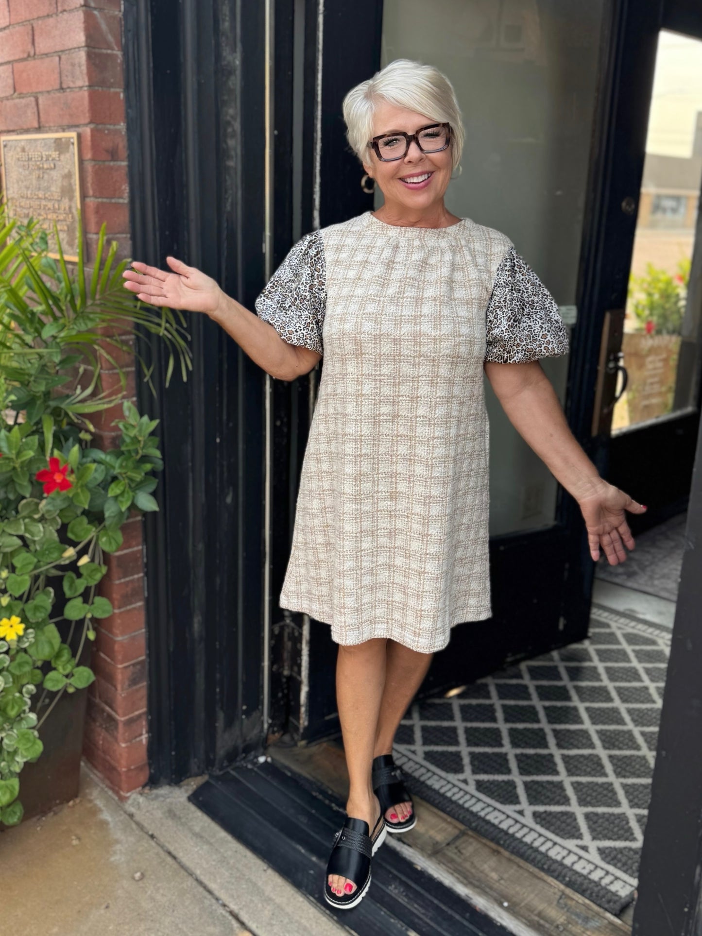 Uncle Frank Leopard Sleeve Dress