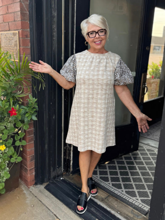 Uncle Frank Leopard Sleeve Dress