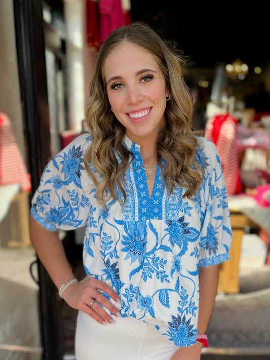 Joy Joy Dutch Meadow Front Yoke Top 76A4839