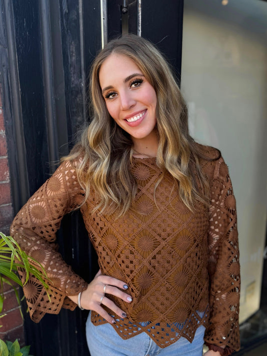 Joy Joy Camel Crotchet Crop Top