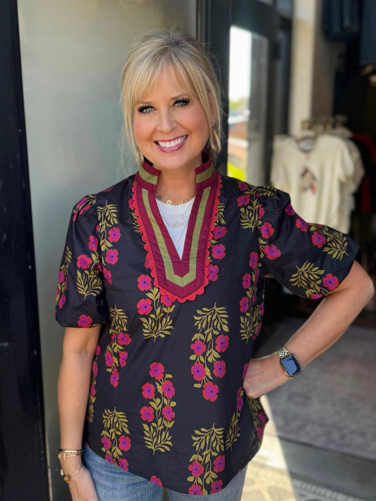 Black Poppy Princess Blouse