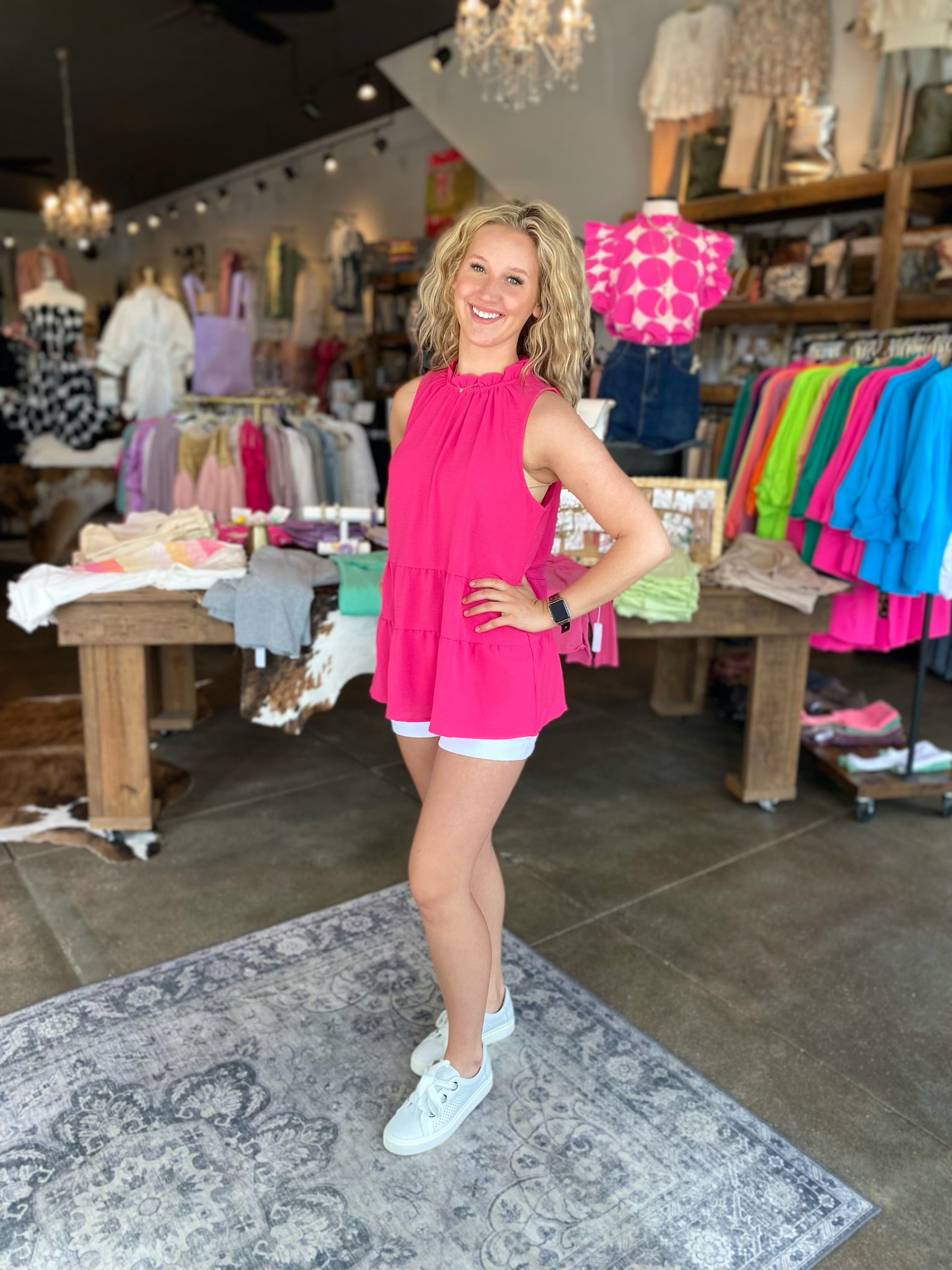 mud pie pink taye flounce top