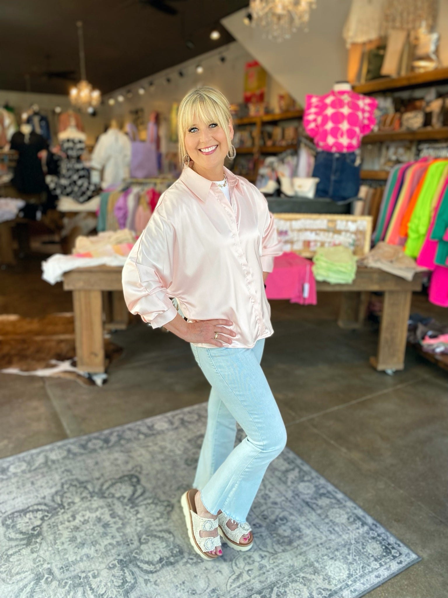 Pink Dolman Sleeve Blouse