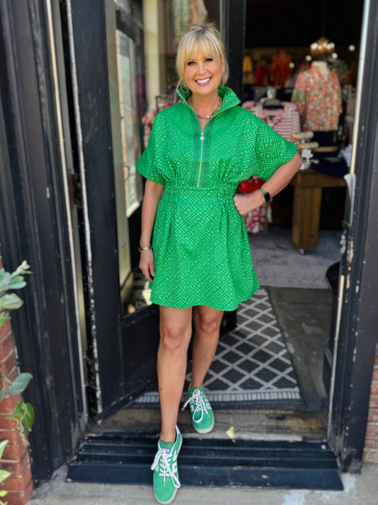 Emily McCarthy Fairway Green Monogram Pullover Dress