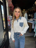 NEEDII POLO SWEATER DENIM COLLAR