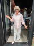 KAREN KANE 2L48208 ROSE RUCHED SLEEVE BUTTON UP SHIRT