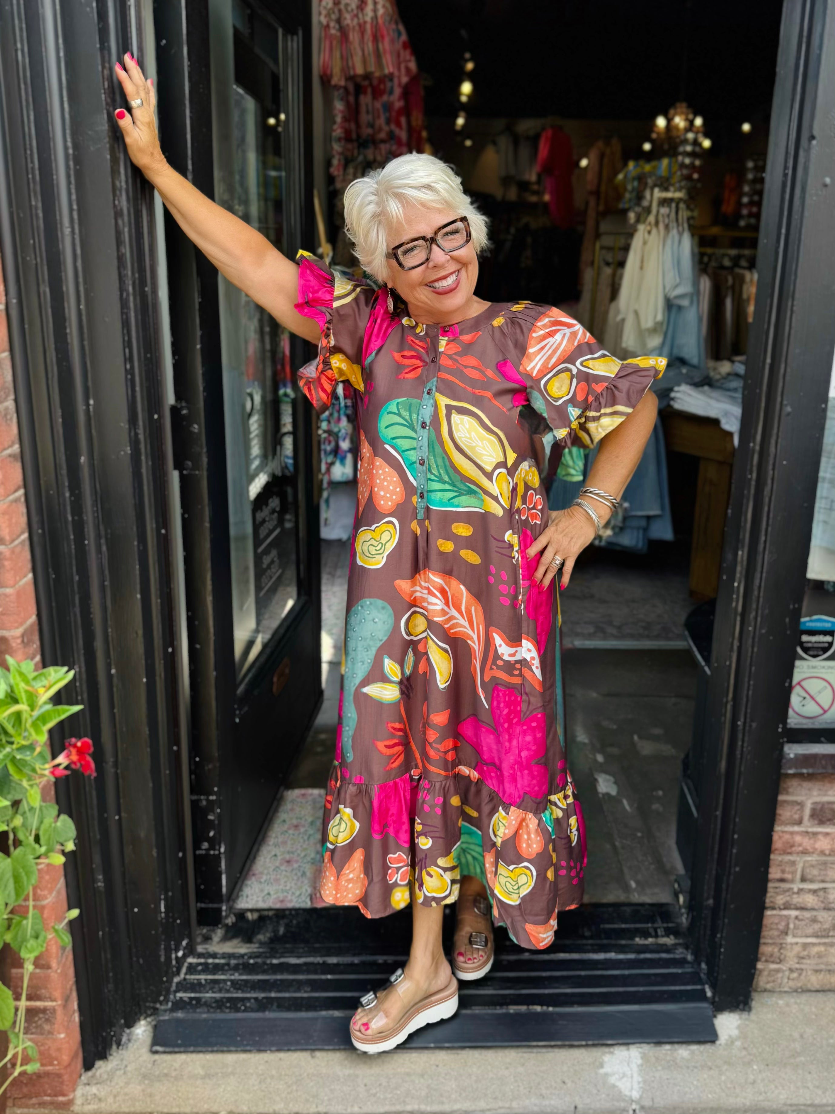 UNCLE FRANK 72699 BROWN PATIO DRESS
