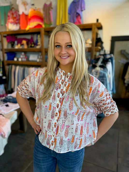 Ivy Jane Coral Fish Top