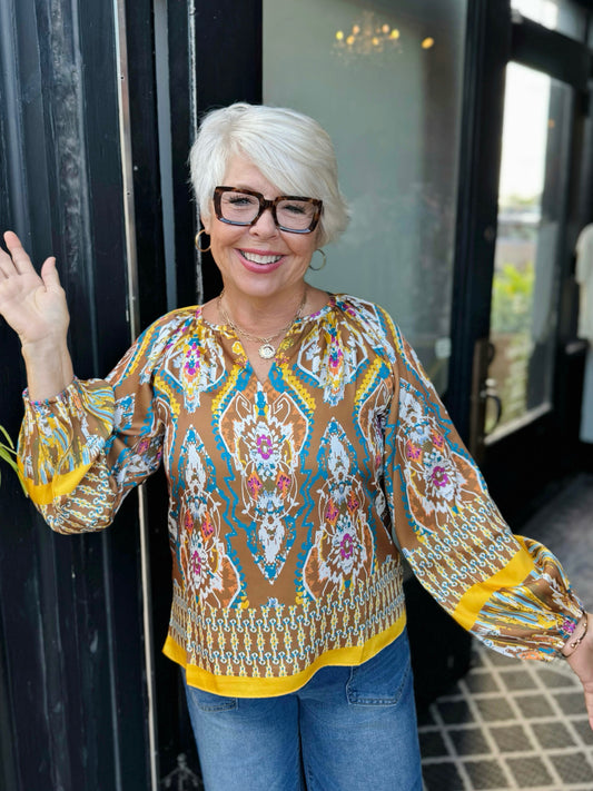 Joy Joy Tribal Plains Peasant Top