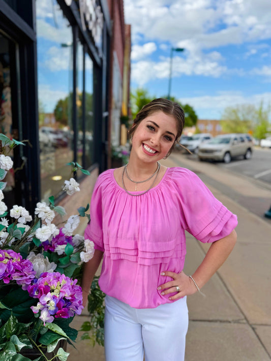 Ivy Jane Peony Bubble & Tuck Top