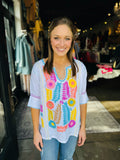 SISTER MARY GLORIA WHITE MULTI EMBOIDERED BLOUSE