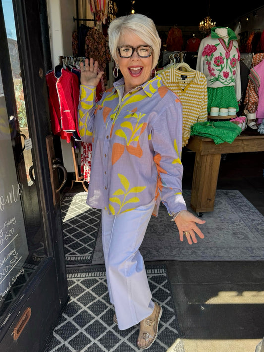 Ivy Jane Purple Floral Camp Shirt