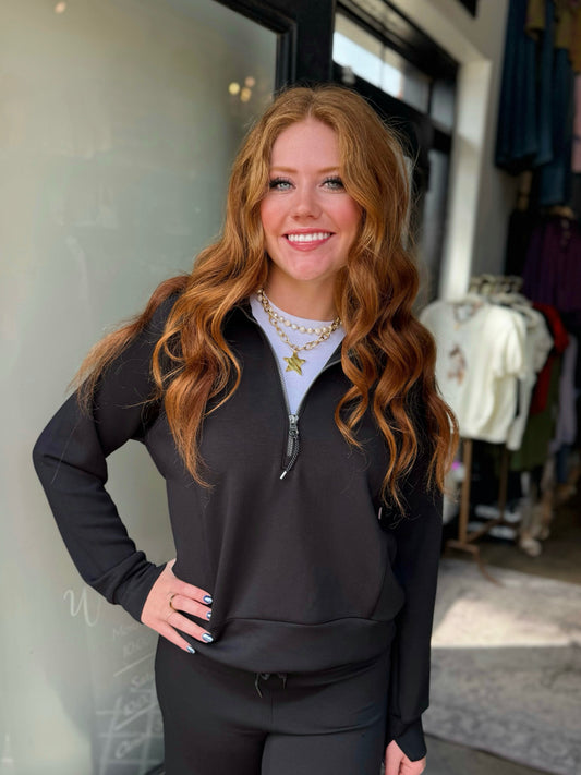 Spanx AE Very Black Half Zip