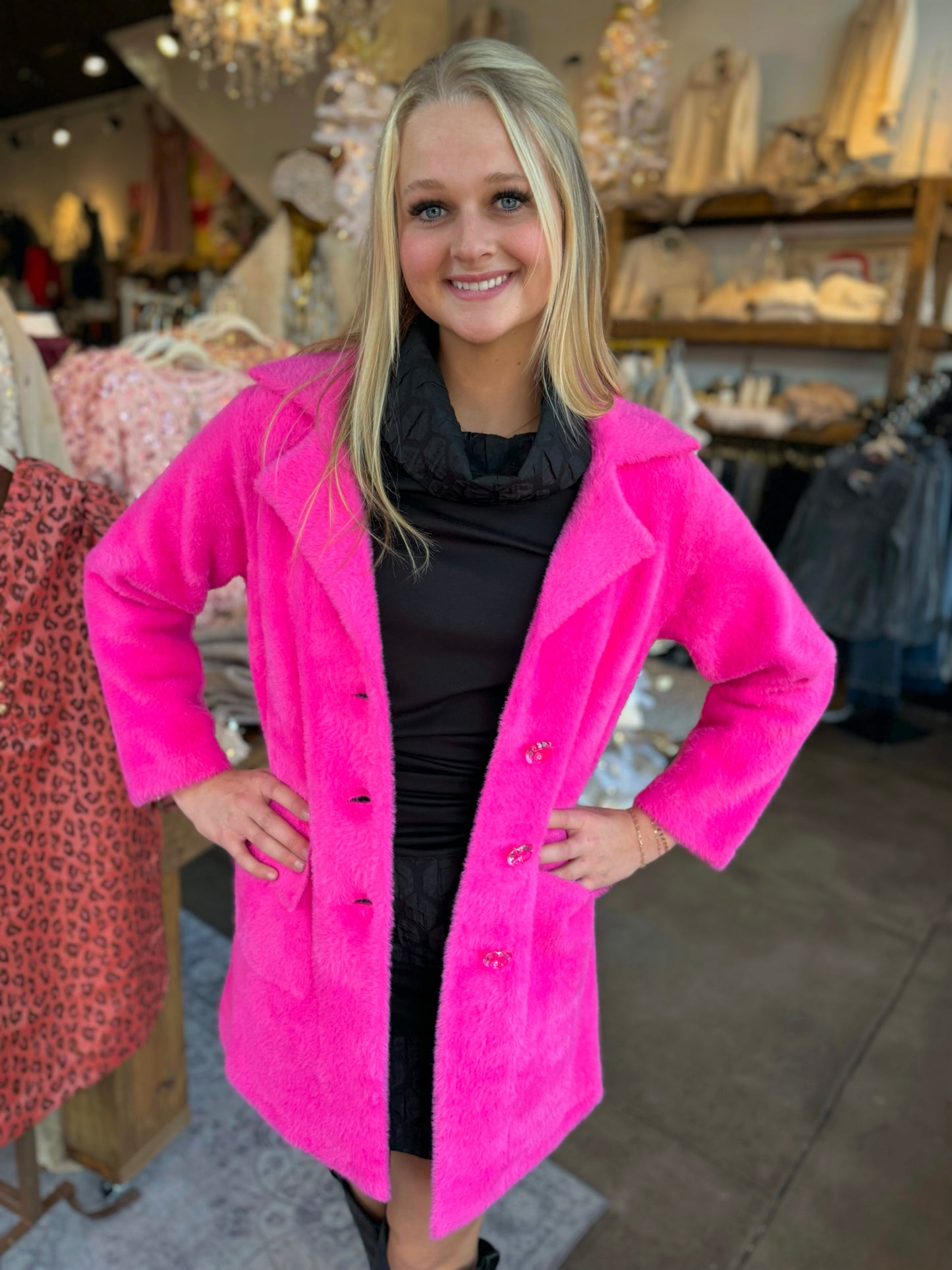 Ivy Jane Hot Pink Sweater Coat