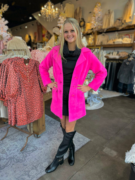 Ivy Jane Hot Pink Sweater Coat