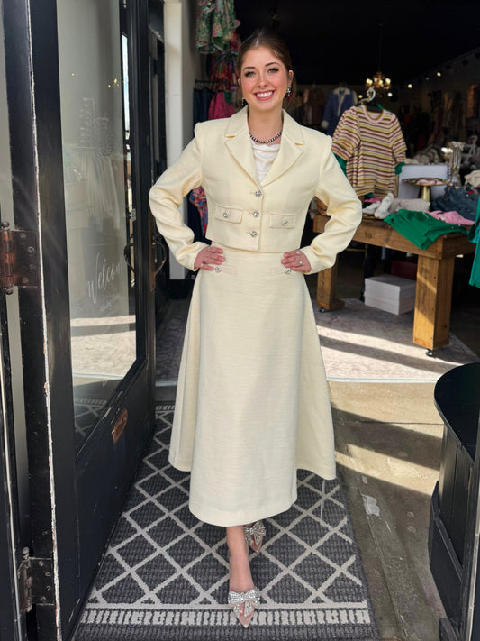 Endless Rose Butter Tweed Cropped Jacket