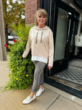 Tempo Paris Suede Brown Stripe Pants