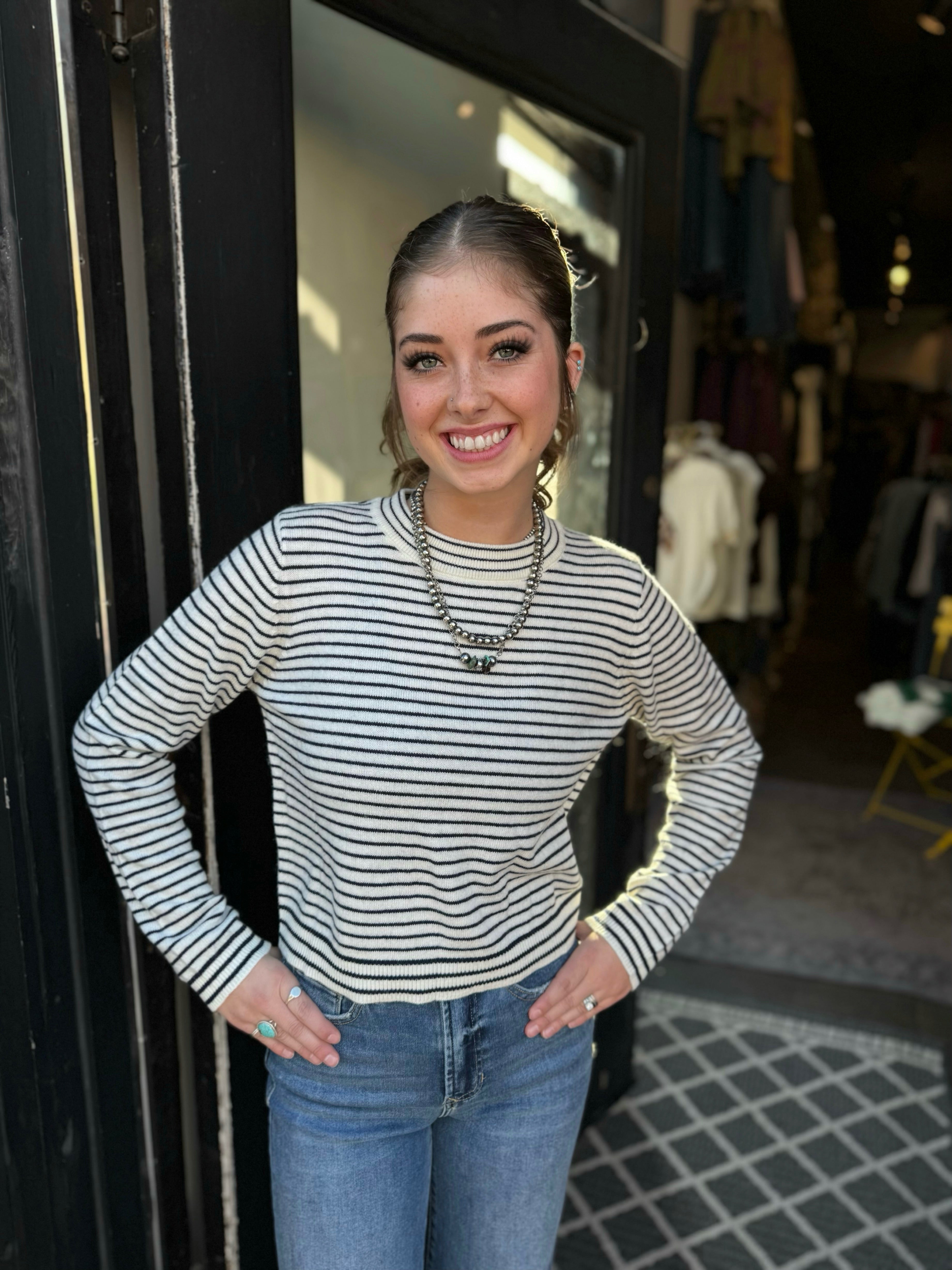 KLD White Stripe Sweater 45328