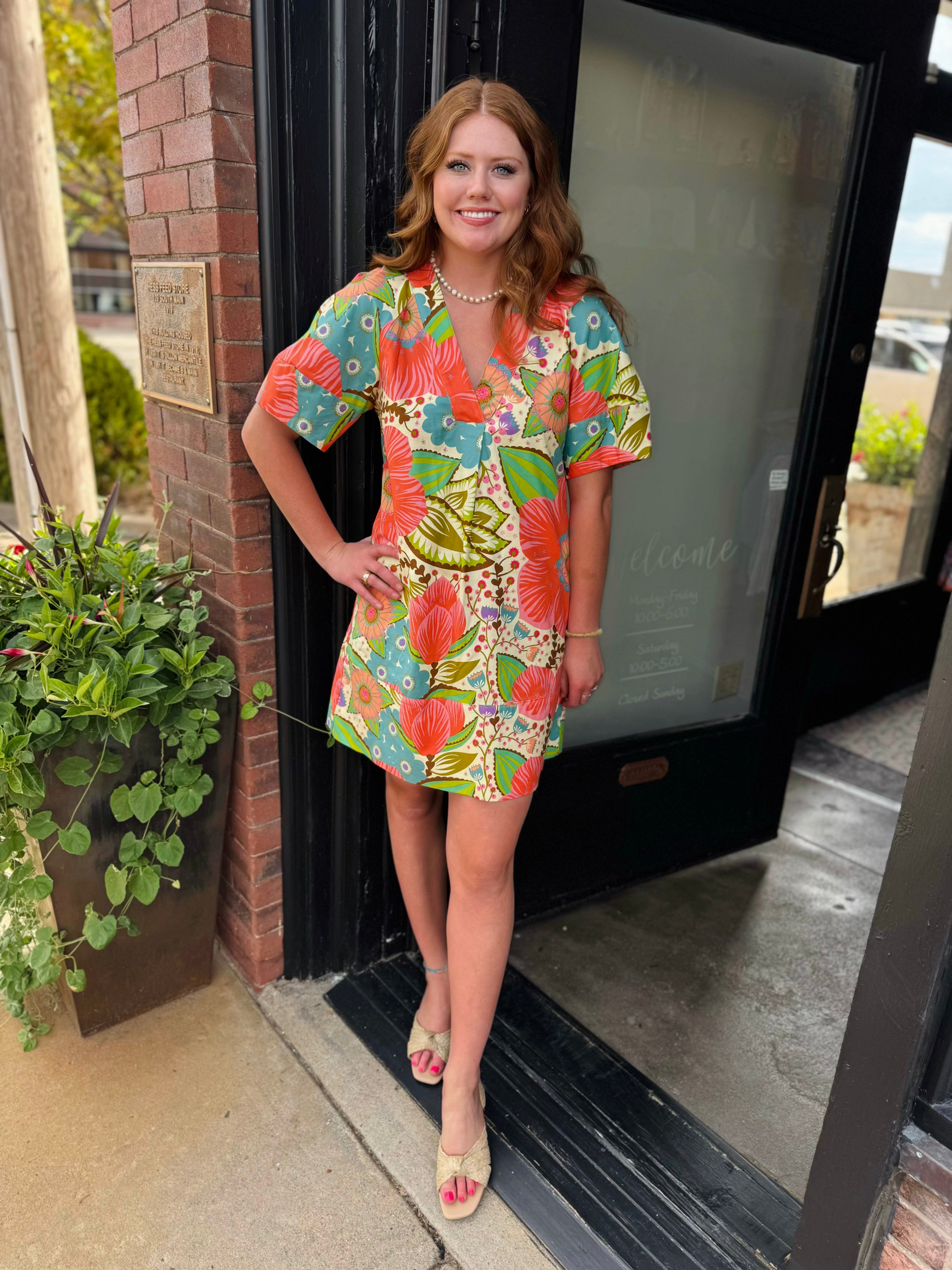 Uncle Frank Bold Floral Shift Dress