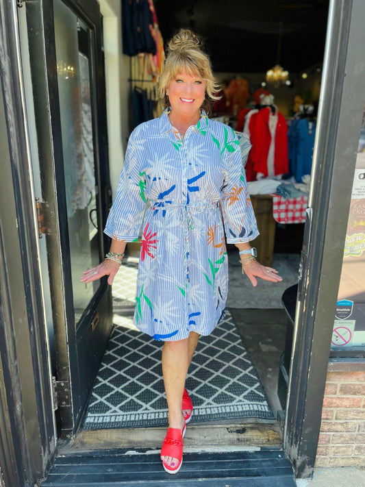 Tribal Sailboat Shirt Dress