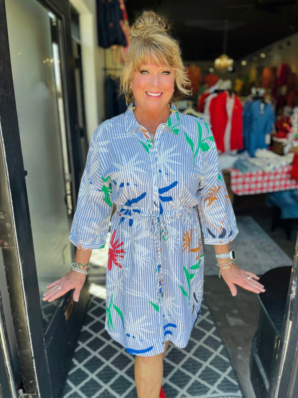 Tribal Sailboat Shirt Dress