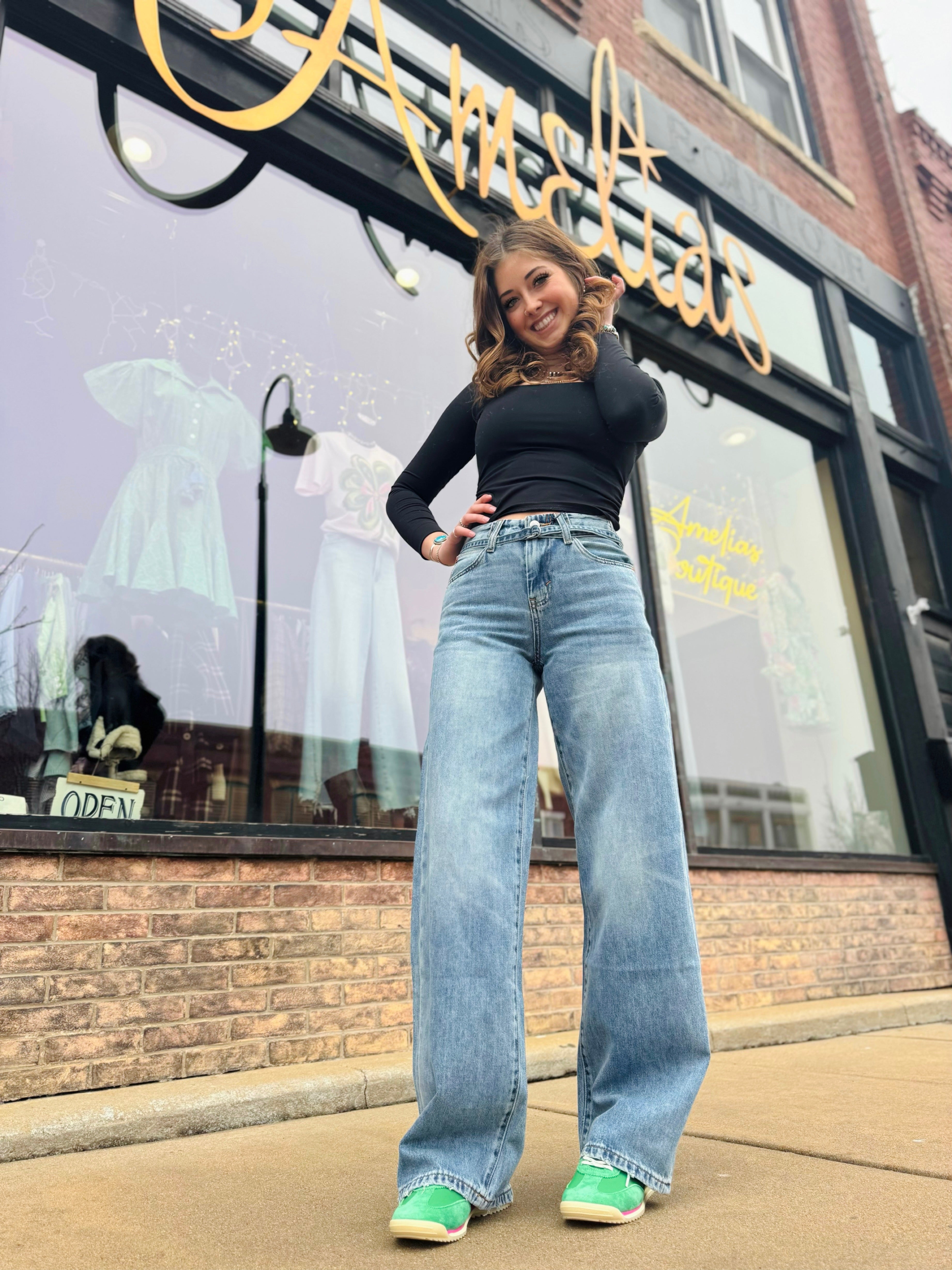 HABITUAL BRYNN SELF TIE WIDE LEG COVE JEAN 0275