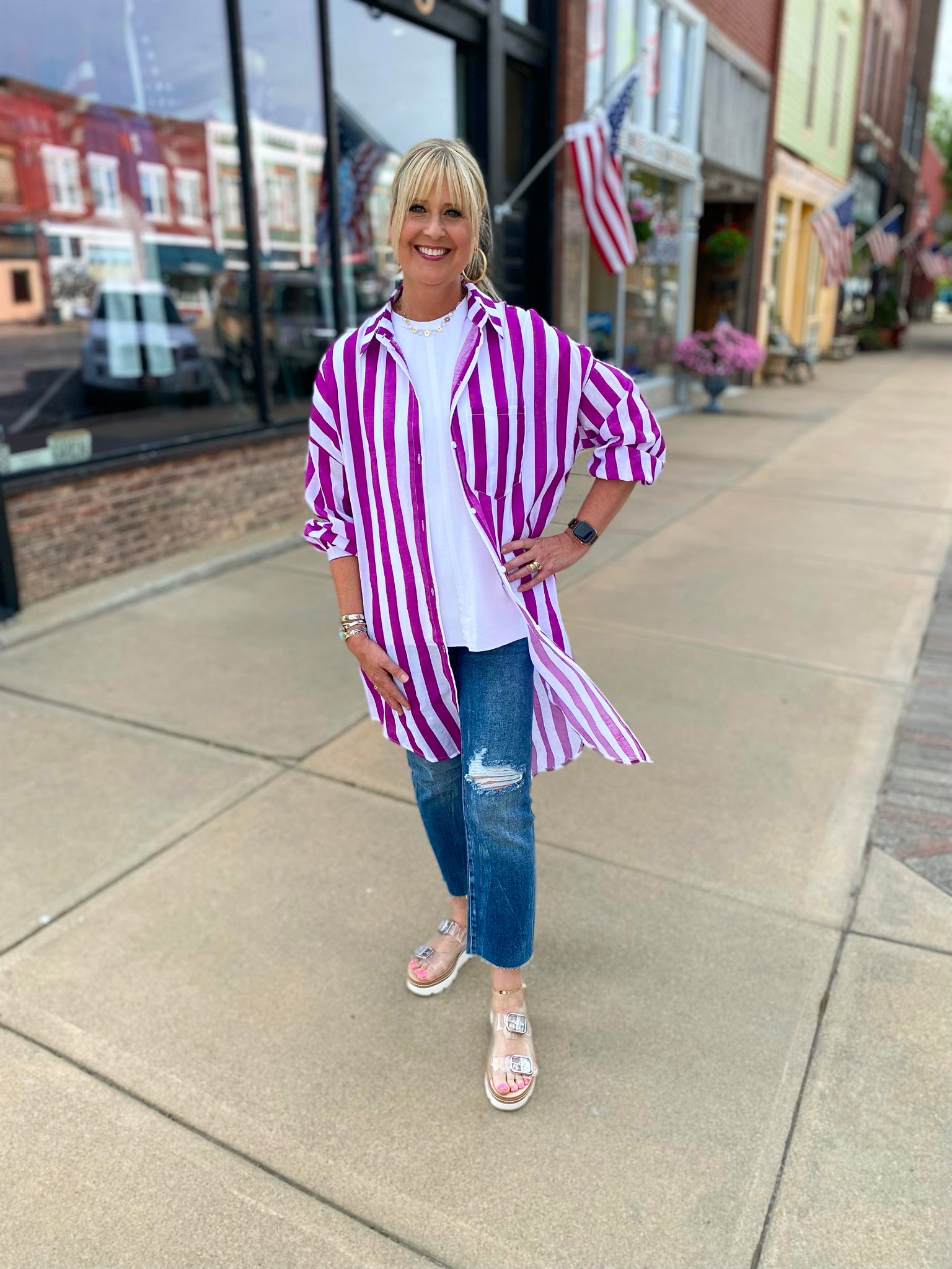 Petunia Purple Stripe Dress/Duster