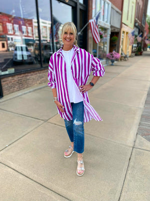 Petunia Purple Stripe Dress/Duster