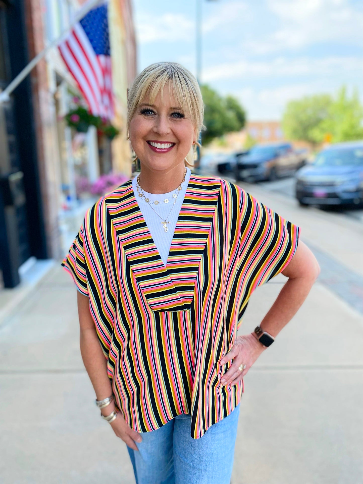 Ivy Jane Multi Neon Stripe Top