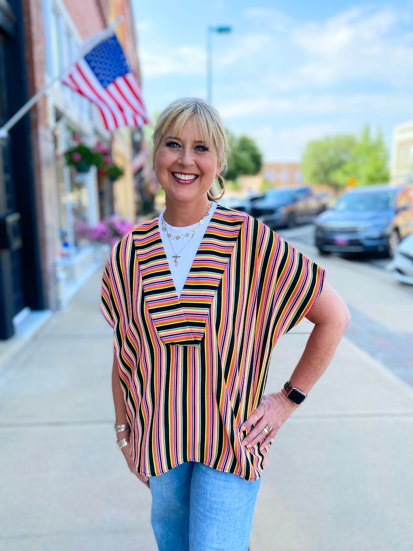 Ivy Jane Multi Neon Stripe Top