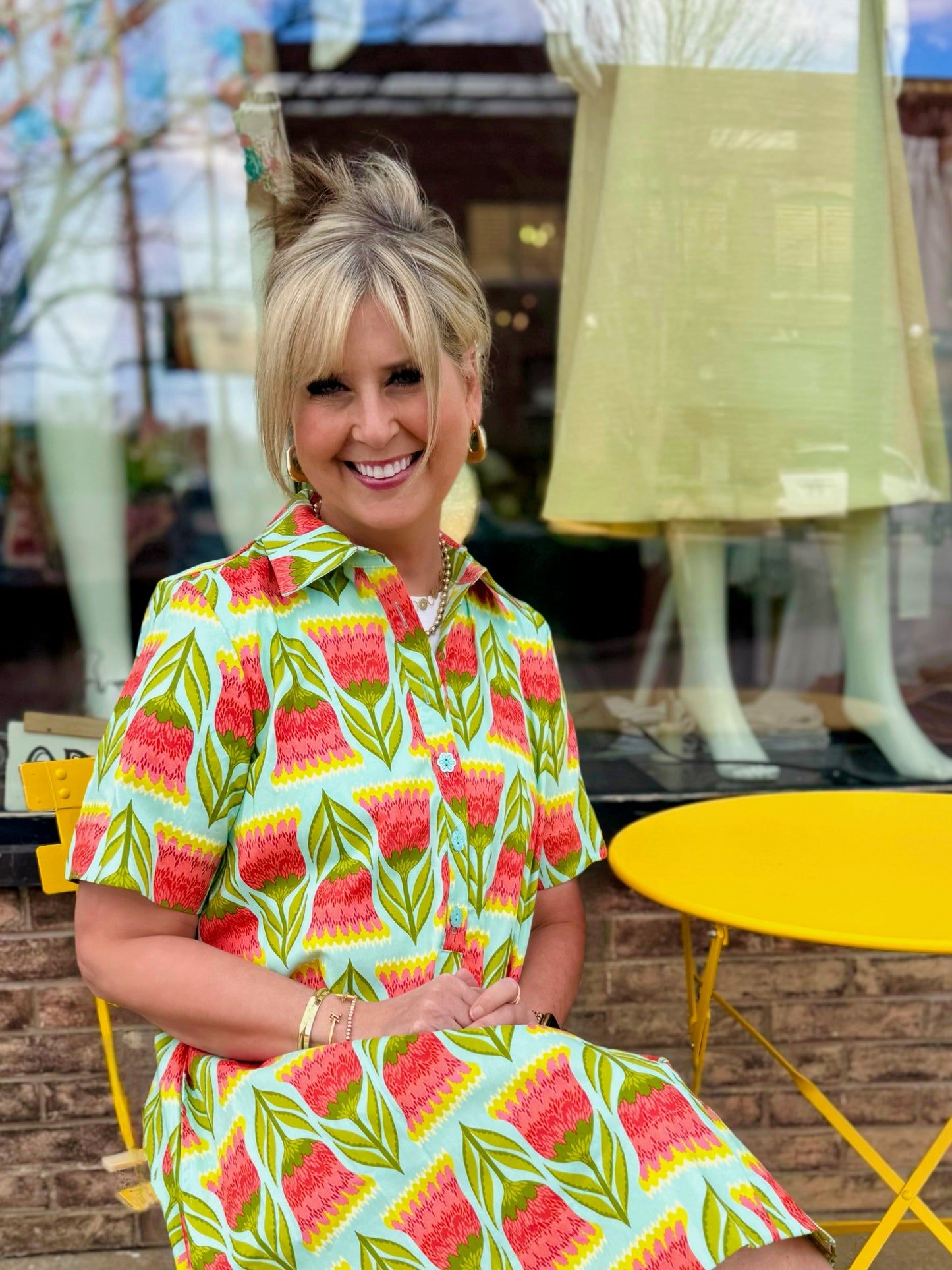 Uncle Frank Aqua Swing Shirt Dress