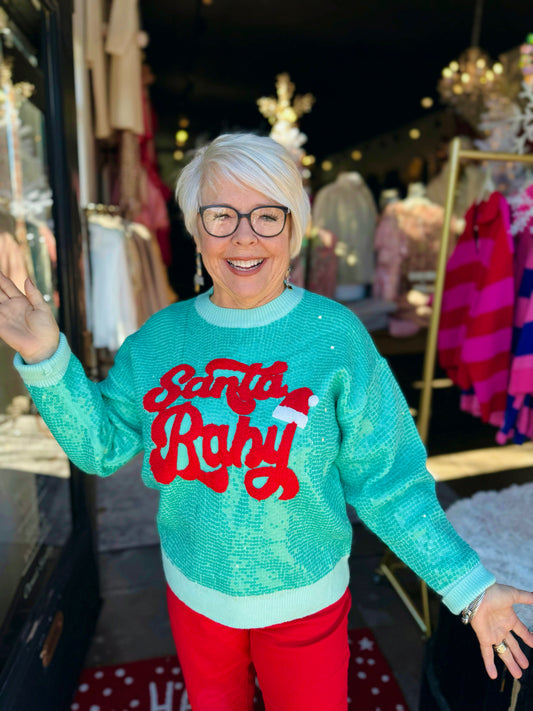 Minty Kiss Christmas Sequin Sweater