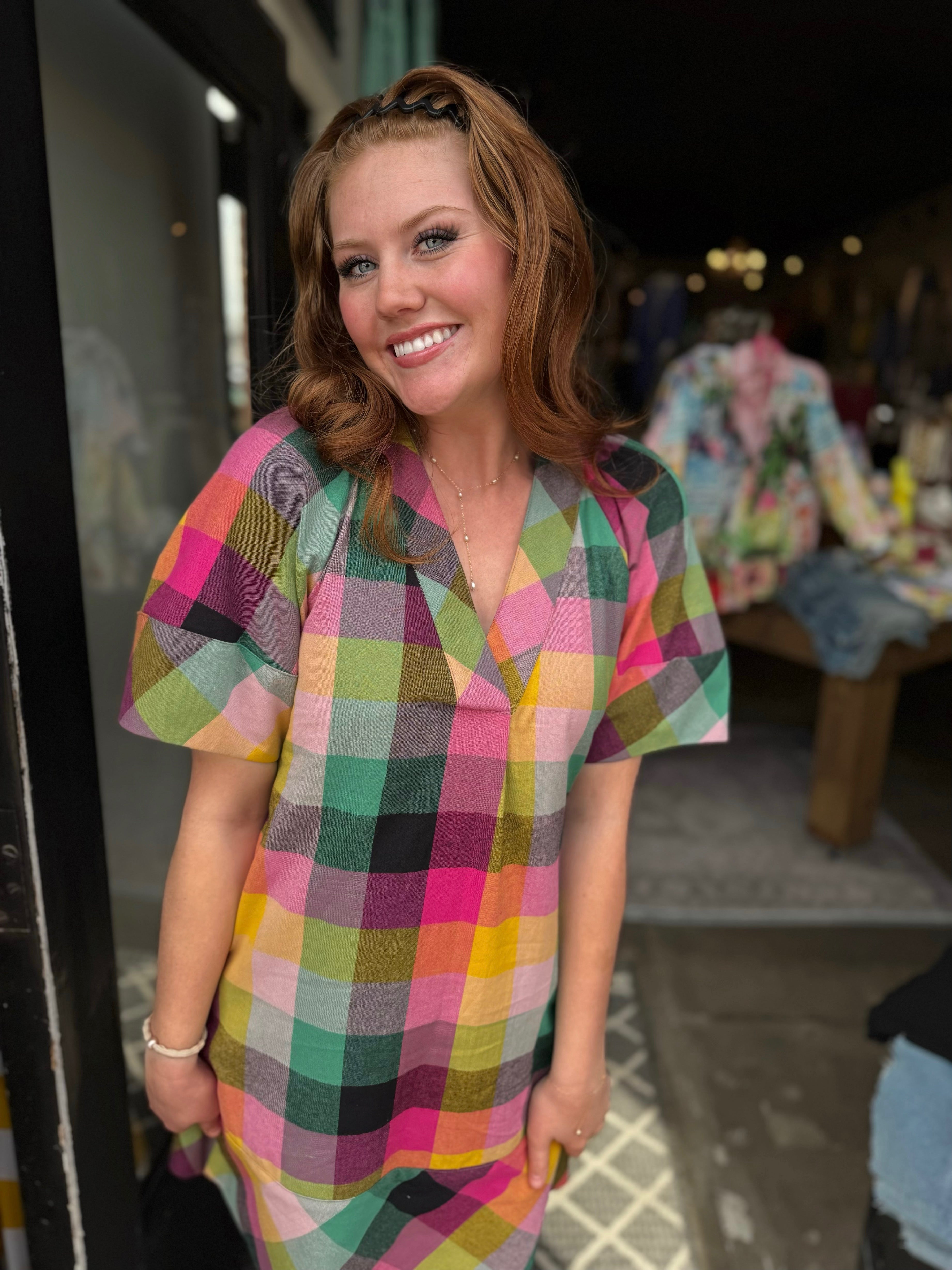 Uncle Frank Checked Shift Dress Multi 74650