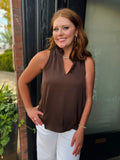JADE 79G9438-1 BROWN RUFFLES BLOUSE