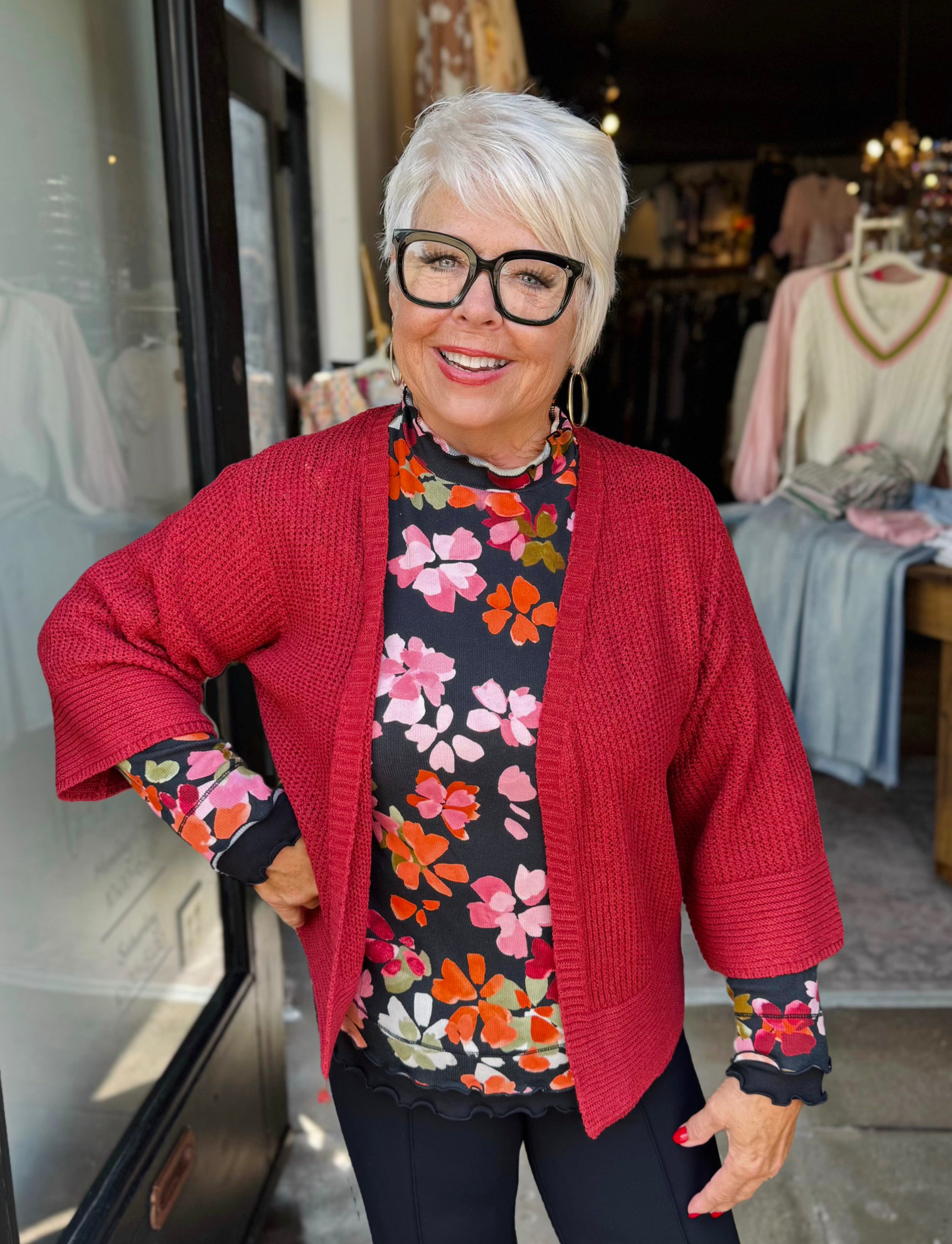 MULTIPLES M36104KM BRICK SWEATER CARDIGAN