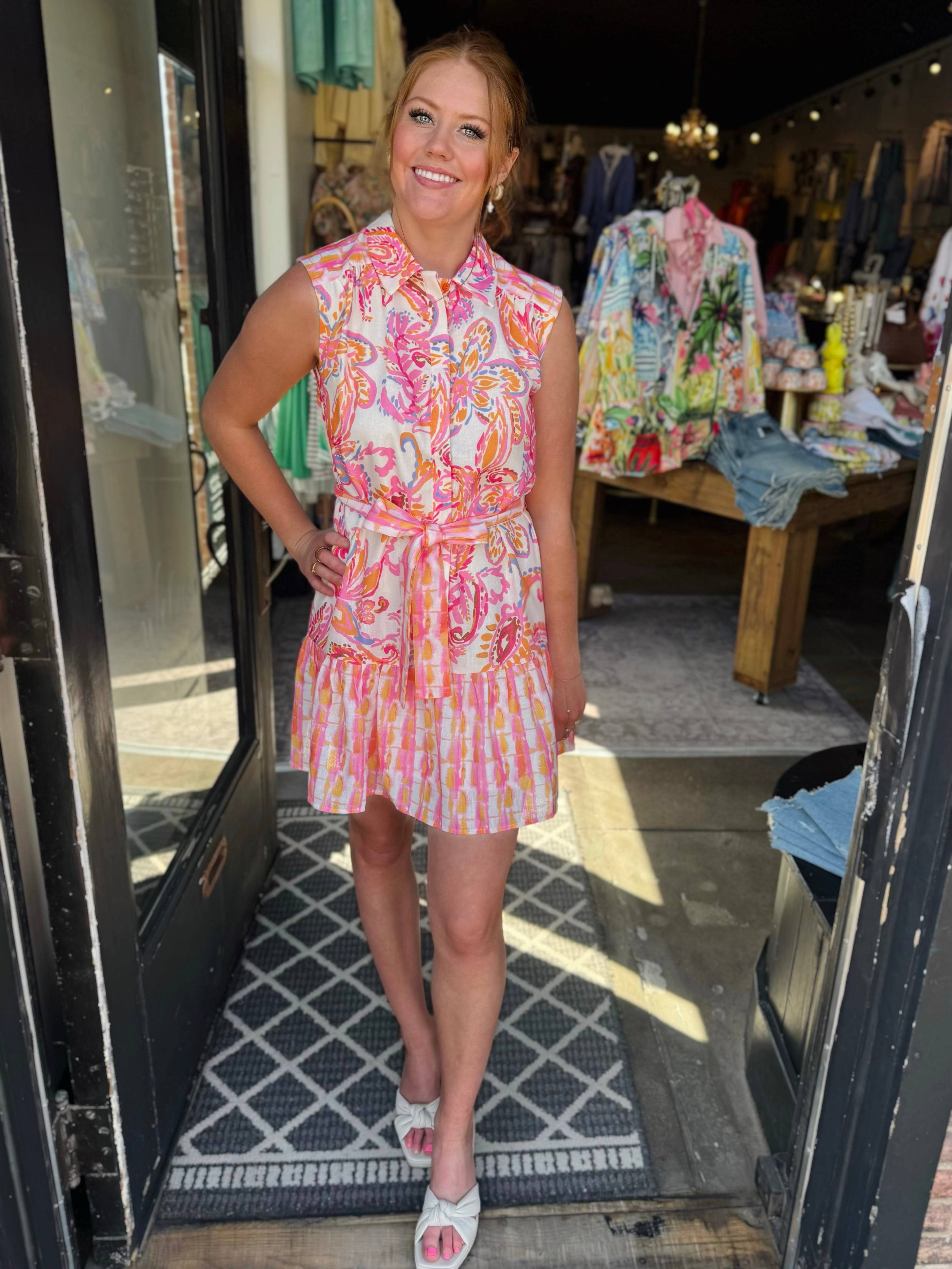 Joy Joy Carnival Paisley Contrast Shirt Dress
